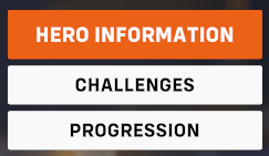 Hero Information, Challenges, and Progression Buttons