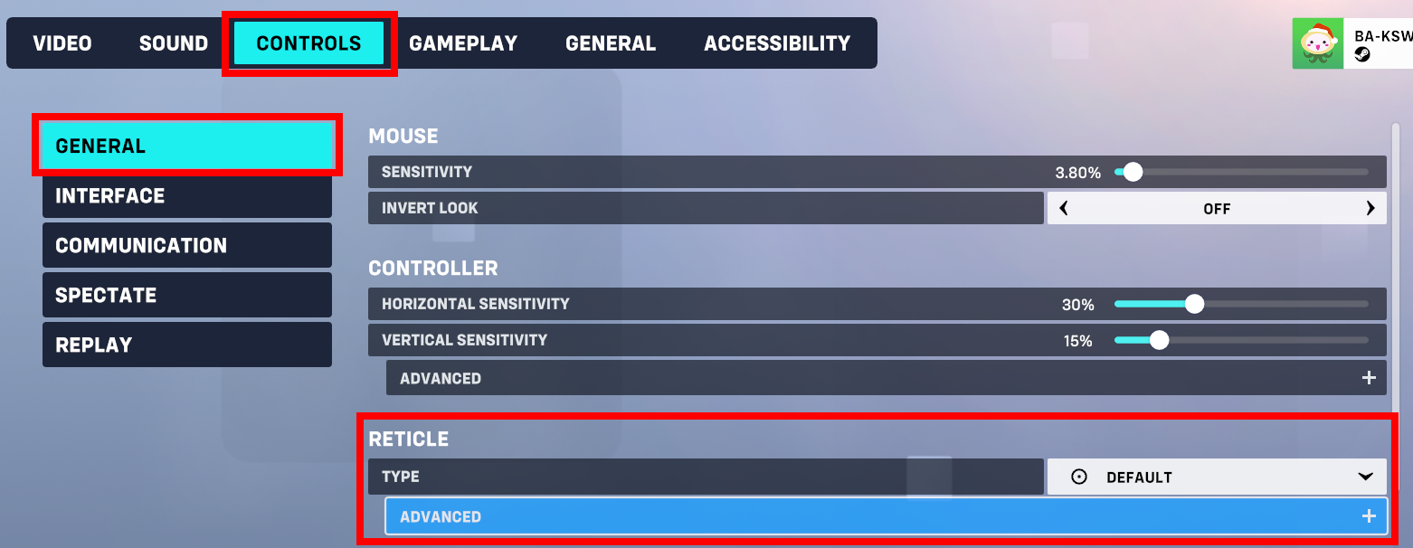 Overwatch 2 Crosshair Reticle Settings Location In OW2 Options Settings